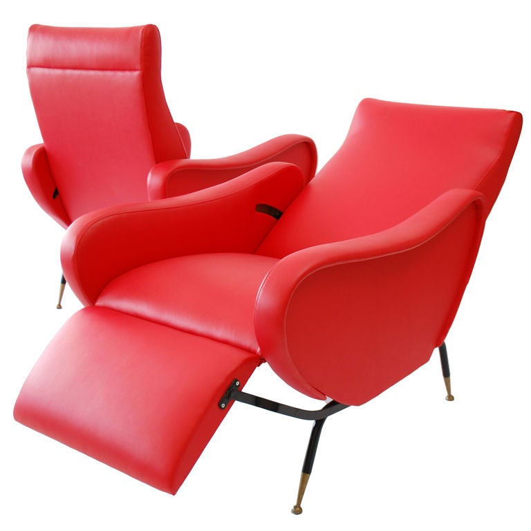 Pair of Reclining Chairs Designed by Fabio Lenci