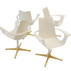 Set of 4 Swivel Dining Chairs Designed by Luigi Colani