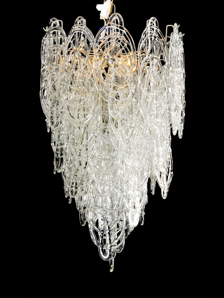 Large Mazzega Multi-Tiered Italian Chandelier, Murano, Italy In Good Condition In West Palm Beach, FL