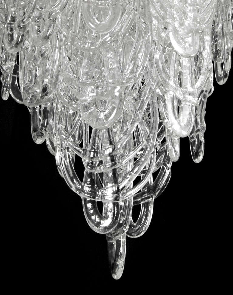 Large Mazzega Multi-Tiered Italian Chandelier, Murano, Italy 1