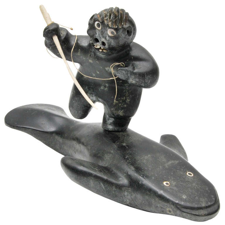 Large Judas Ullulaq 'Ooloolah' Sculpture, Inuit Artist For Sale at 1stDibs