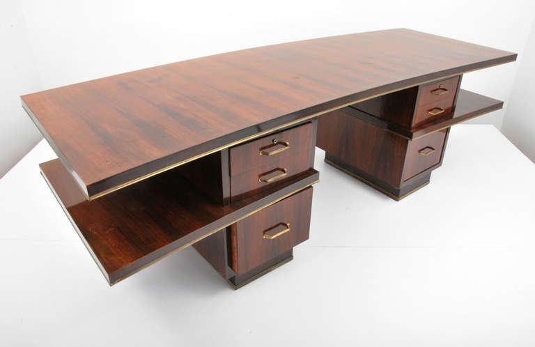 Executive Rosewood Desk In Good Condition In West Palm Beach, FL