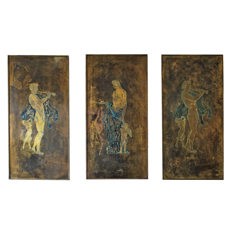 Large Philip and Kelvin LaVerne Wall Plaques, Set of Three, circa 1960