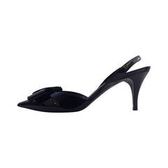 Stella McCartney Black Patent Bow Kitten Heels