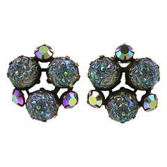 Schiaparelli Lava and Aurora Borealis Earclips 1