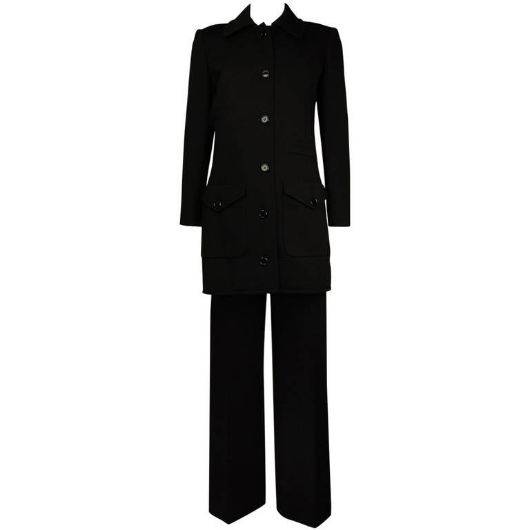 1970's Yves Saint Laurent Rive Gauche Wool Pantsuit For Sale