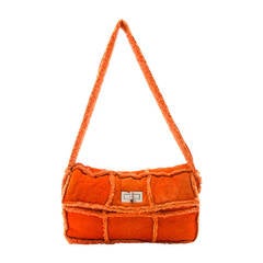 Chanel Orange Suede Flap Bag