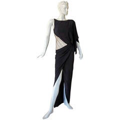 Vionnet Sultry Spiderweb Beaded Evening Dress Gown