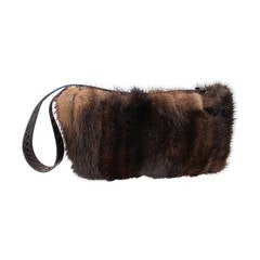 Paola Del Lungo Brown Mink Fur Handbag