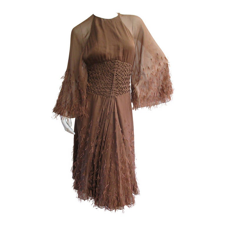 Ralph Rucci Sublime Silk Feather Backless Dress at 1stDibs