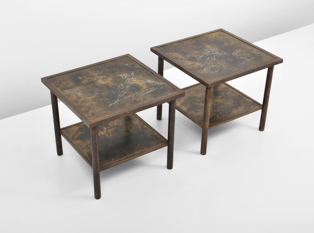 Bronze Rare Philip & Kelvin Laverne Cocktail Table & Pair of End Tables