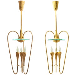 Pair of Chandeliers in the Style of Fontana Arte