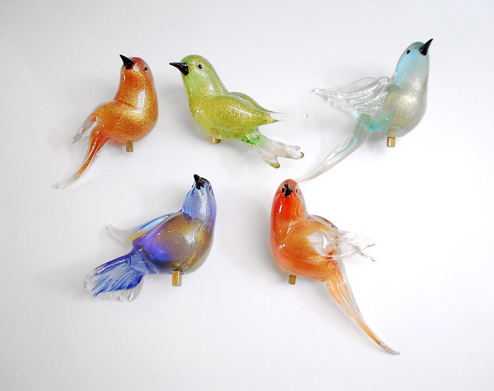 Fine & Rare Murano Bowl with Bird Figurines 1