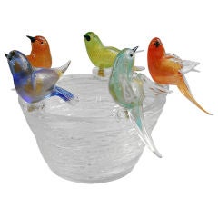 Fine & Rare Murano Bowl with Bird Figurines