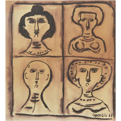 Massimo Campigli "Le Quattro Donne, " Painting, Original Work, 1966