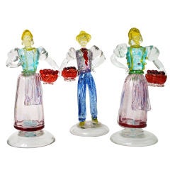 Fine & Rare Set of 3 Barovier & Toso Figurines