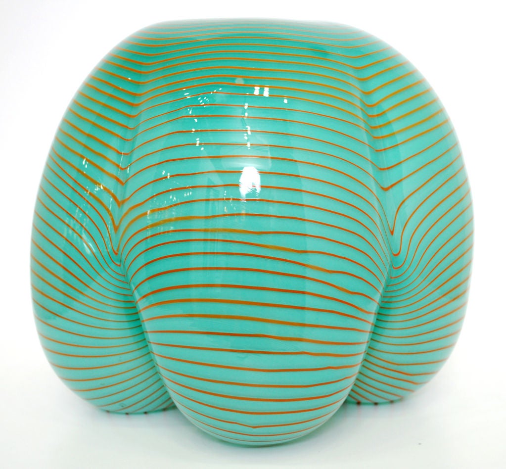 Large blown glass vessel by Stephen Rolfe Powell. Signed.  Powell is a contemporary glass blower and his pieces can be found in museums and major collections worldwide. *Notes: There is no sales tax on this item if it is being shipped out of the