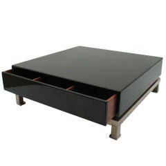 Black Lacquered coffee table by Guy Lefevre for Maison Jansen
