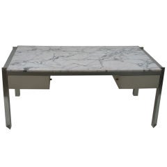 A French marble and aluminum desk circa 1970