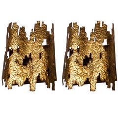 Pair, Brutalist Shield Sconces