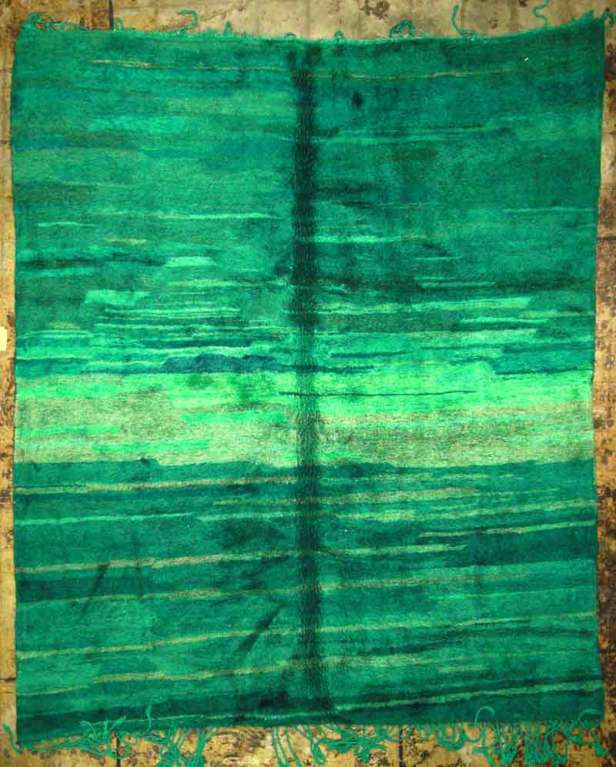 Vintage marokkanischen Teppich in grüner Farbe weich und Plüsch aus hochwertiger Wolle. Der dicke Flor ist der perfekte Schutz vor Kälte. Maße: 8.6 x 10.5.