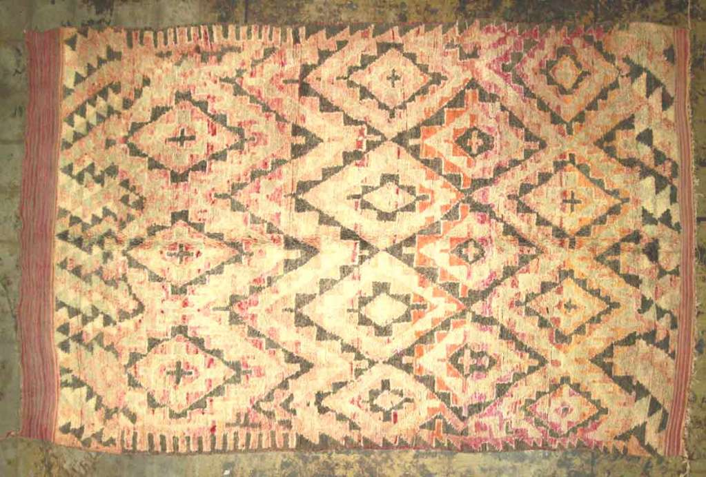 Vintage Moroccan rug 9612 with colorful geometric decoration. Measures: 6'5 x 11'3.