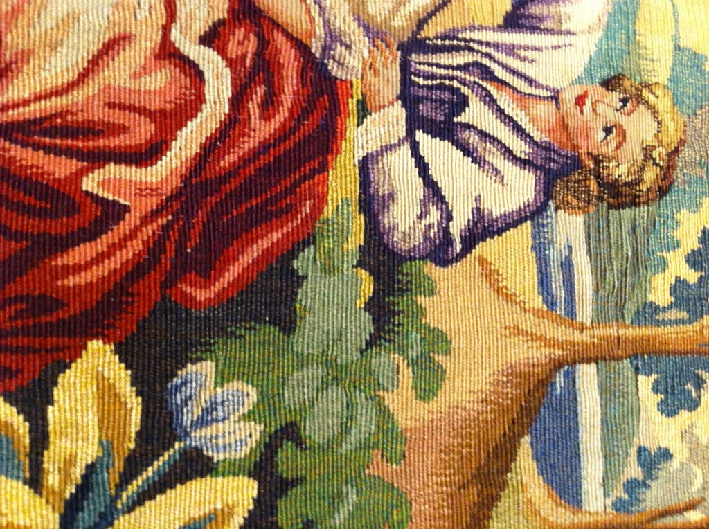 Hand-Crafted Antique French Tapestry For Sale