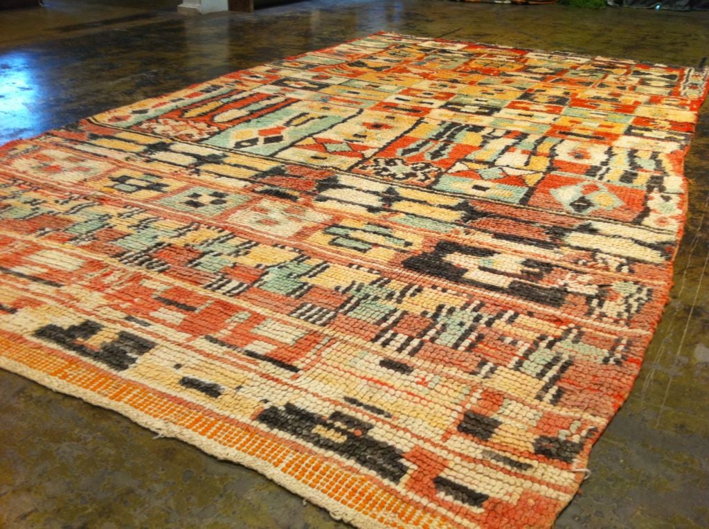 Mid-20th Century Colorful Vintage Moroccan Rug For Sale