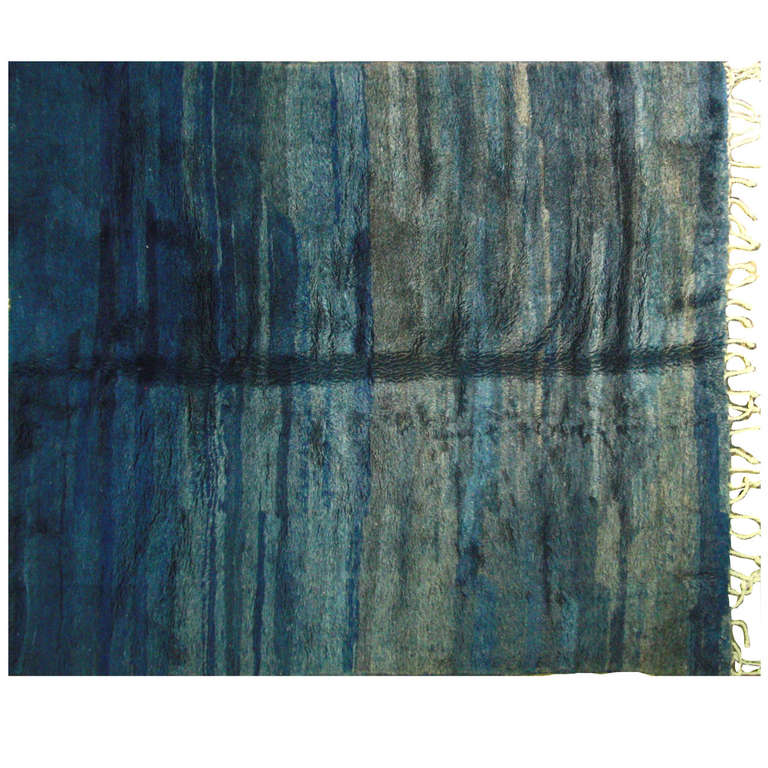Vintage Moroccan Beni Ourian Indigo Rug For Sale