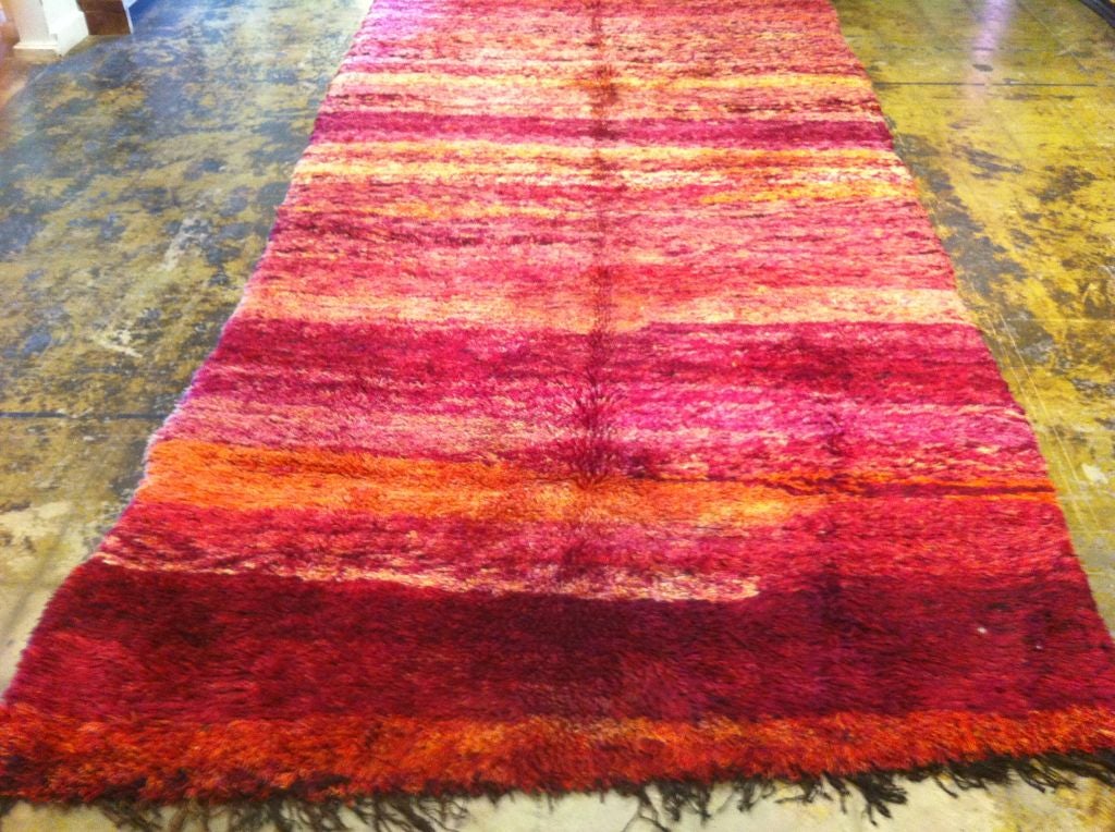 Hand-Knotted Red Vintage Moroccan Rug For Sale
