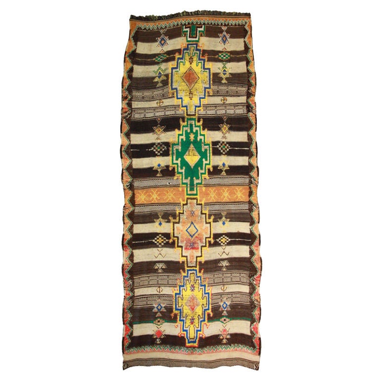 Vintage Moroccan with Kilim Weave Rug