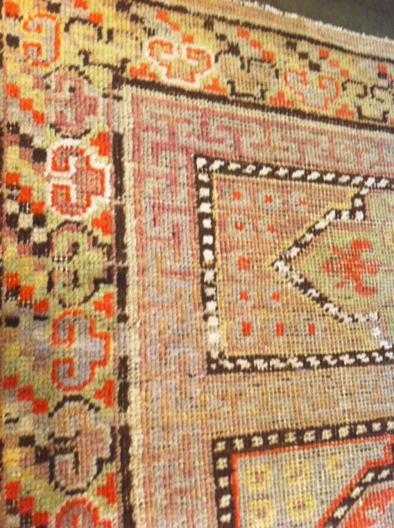 Turkestan Khotan Rug, Very Rare Design, circa 1880 For Sale