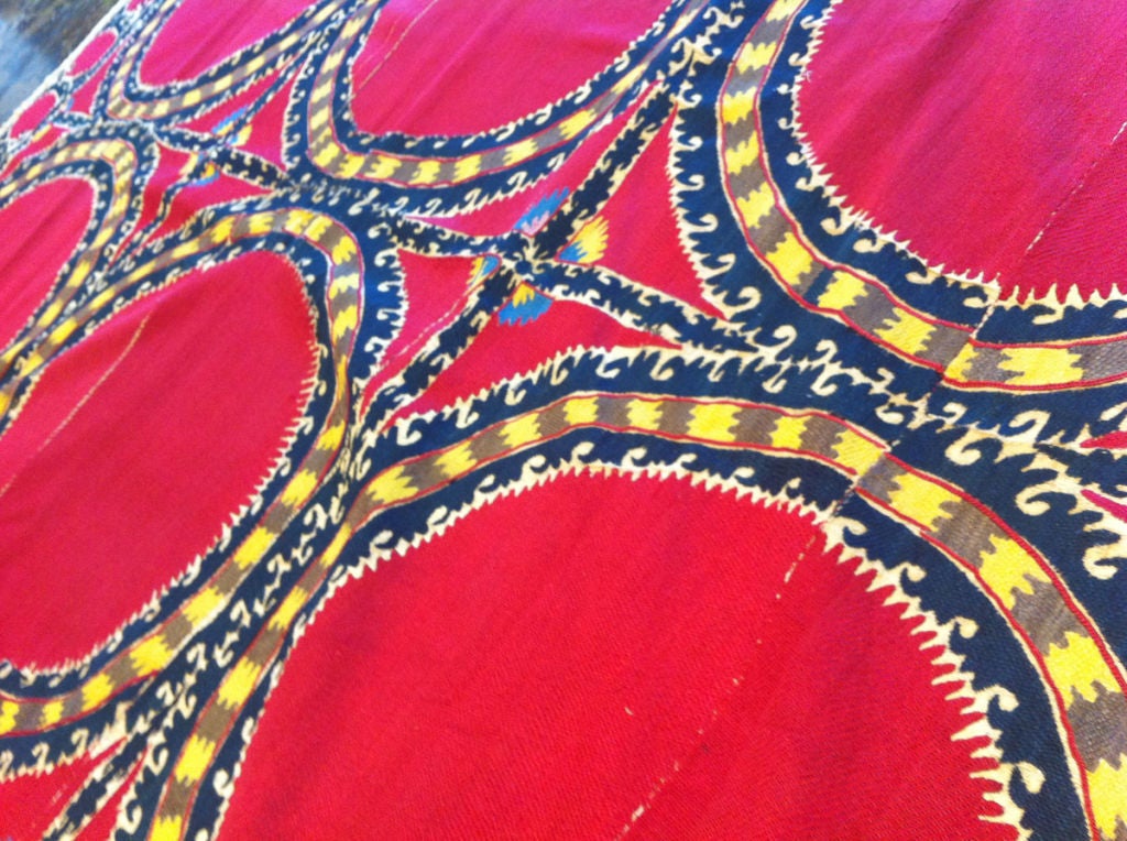 Heavy Embroidered Suzani In Excellent Condition For Sale In Los Angeles, CA