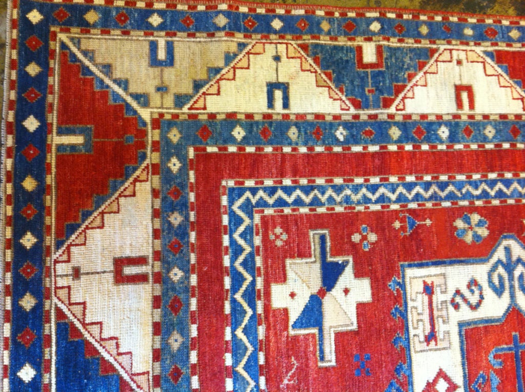 Caucasian Woven with Antique Yarn In Excellent Condition For Sale In Los Angeles, CA