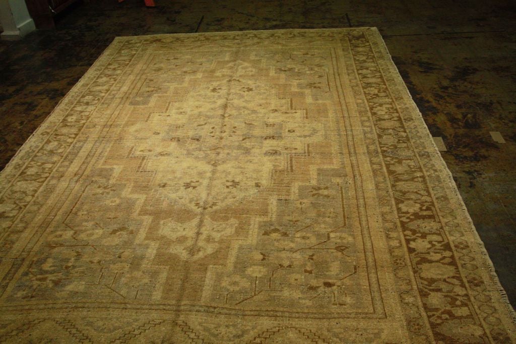 Hand-Crafted Vintage Turkish Oushak For Sale