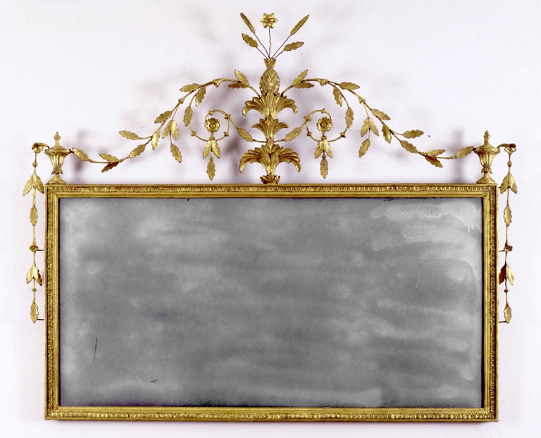 Eastern white pine (Pinus strobus), gessoed and gilded, with iron wire and mirror plate