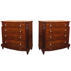 Pair Four-Drawer Chests or 'Elliptic Bureaus' with Egyptian Figures
