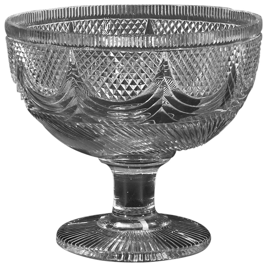 Monumental Clear Cut Glass Compote For Sale at 1stDibs