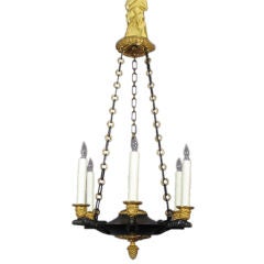 Six-arm Candle Chandelier with Eagles in the Empire Taste