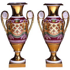 Pair of 'Old Paris' Porcelain Vases with Drapery Decoration