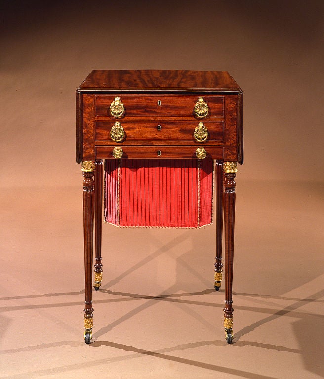 Drop-Leaf Work Table with Reeded Legs