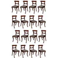 Set of 16 Klismos-Form Dining Chairs
