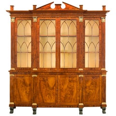 American Breakfront Bookcase "Library Bookcase with Wings"