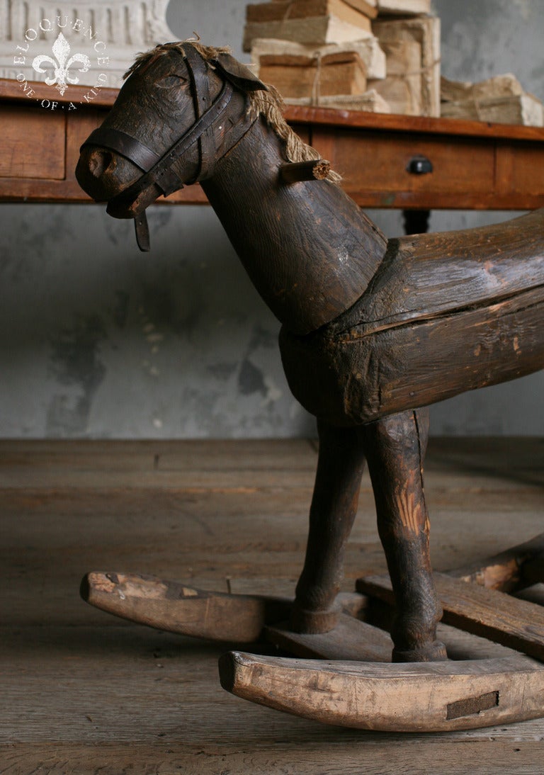 Antique Rocking Horse from Lozere. Circa 1890.  Such a wonderful piece of history for your favorite equine enthusiast!