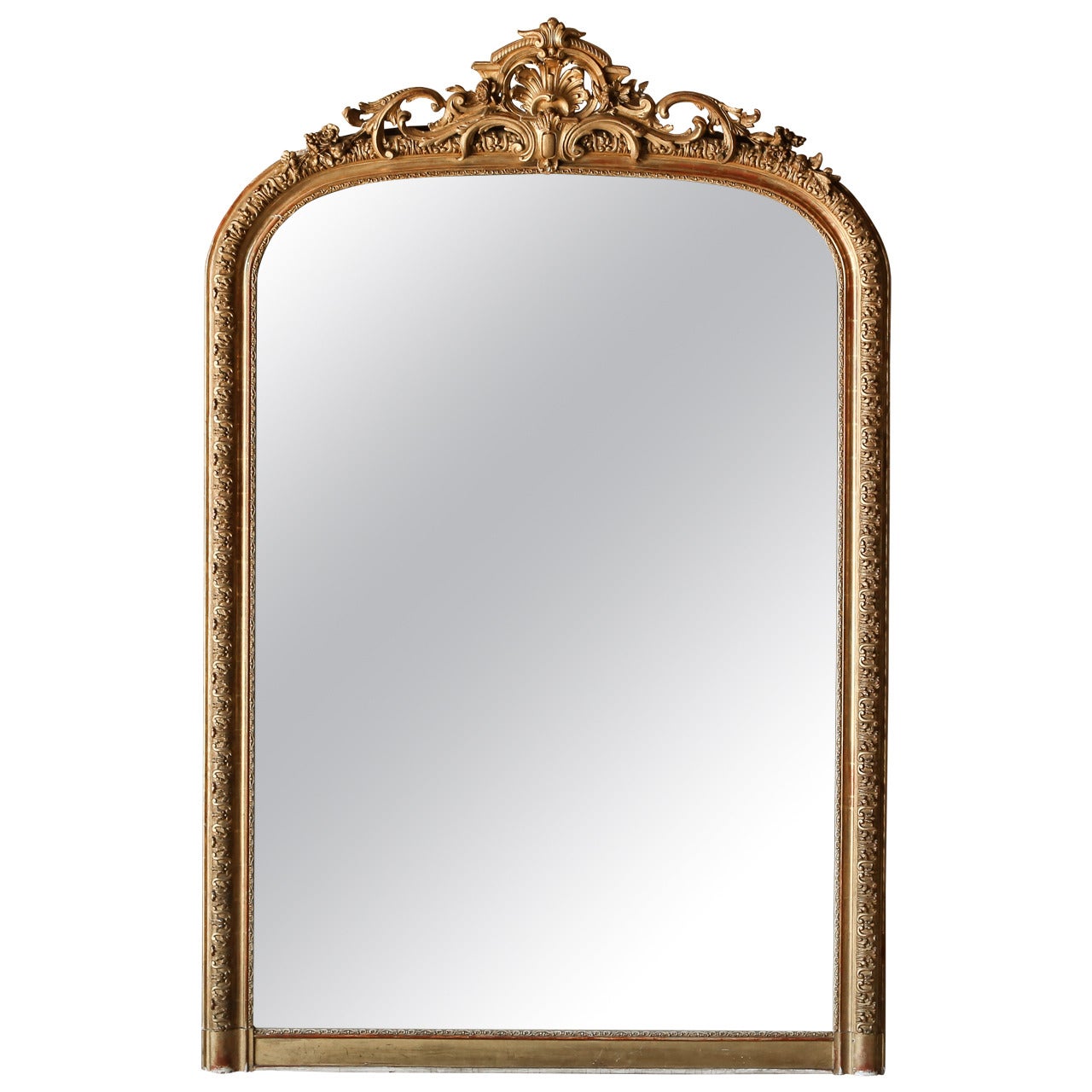 Antique Louis Philippe Gilt Ballroom Mirror from France, circa 1860