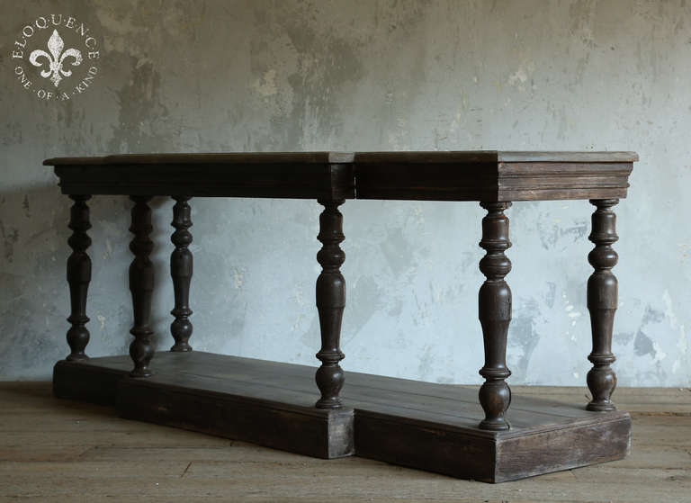 French Large and Rustic Antique Console Table