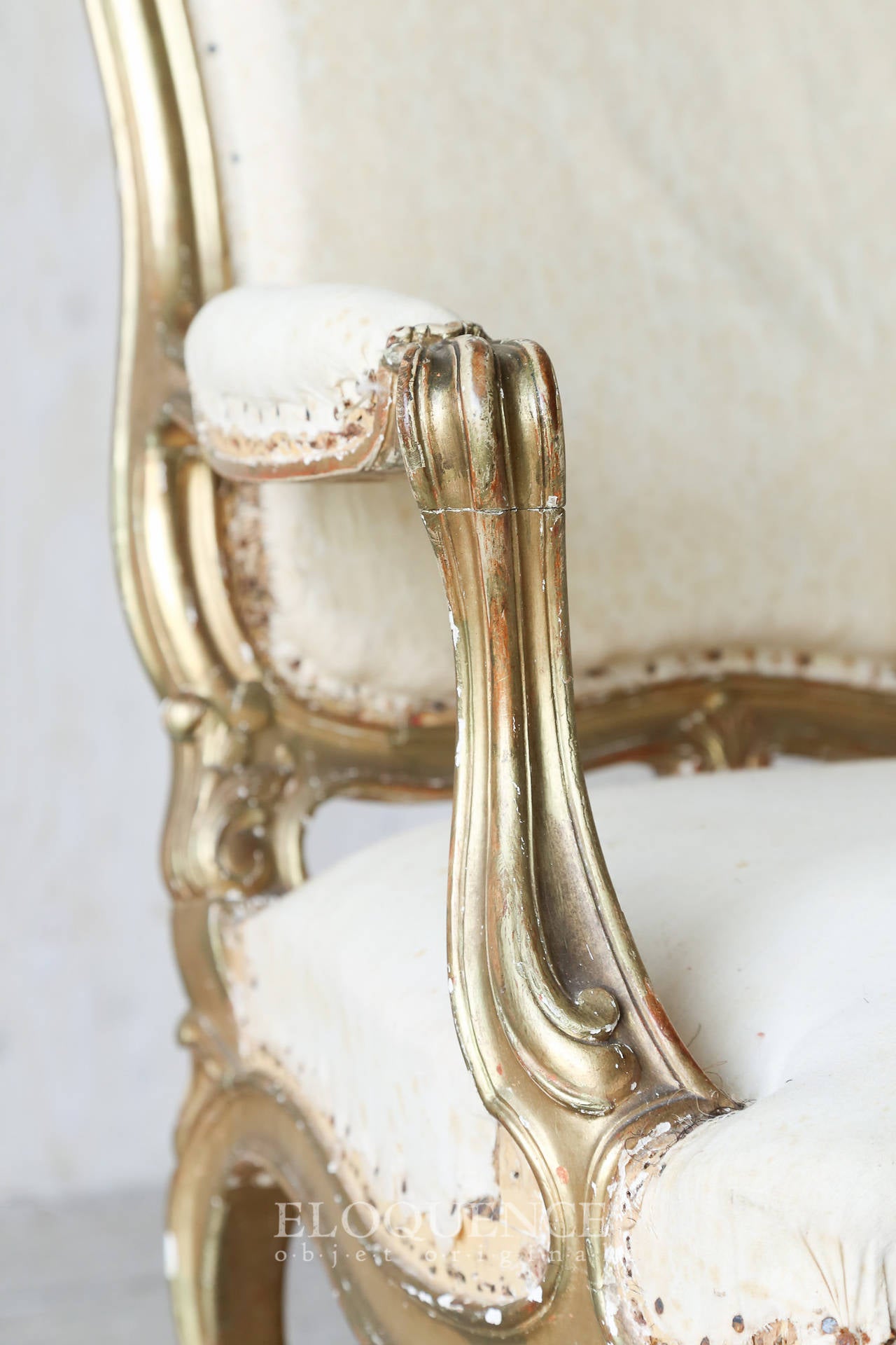Giltwood Antique French Armchairs, circa 1880