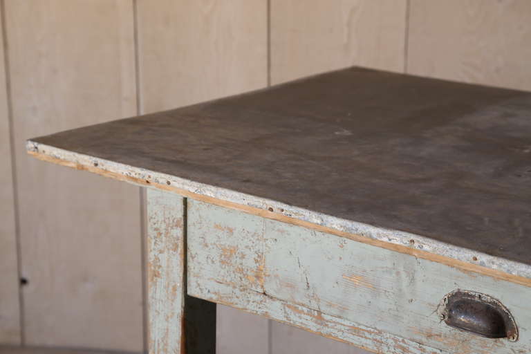 Amazing Zinc Top Farm Table, circa 1910 at 1stdibs