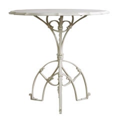 1920 Parisian Iron and Scalloped Marble Side or Bistro/Cafe Table