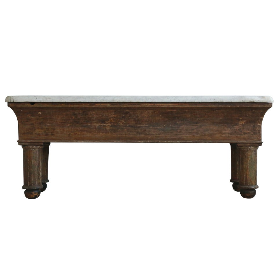 1890 Antique Oak and Marble Oyster Shucking Table